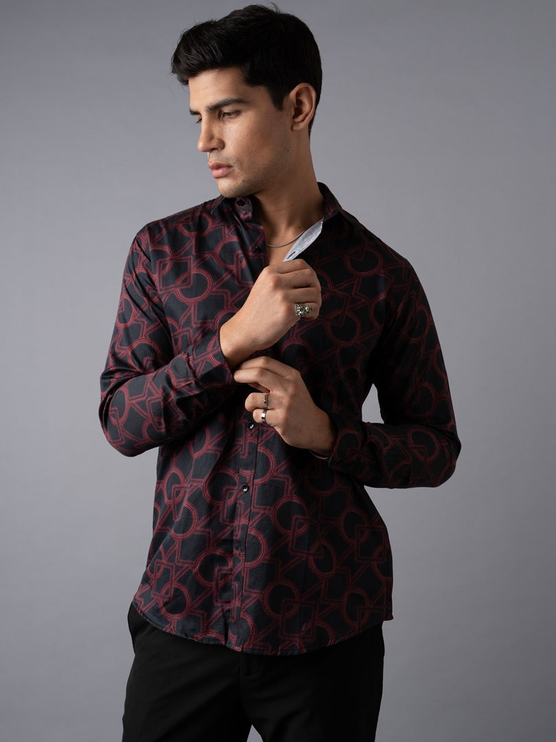 Black Printed Party Shirt